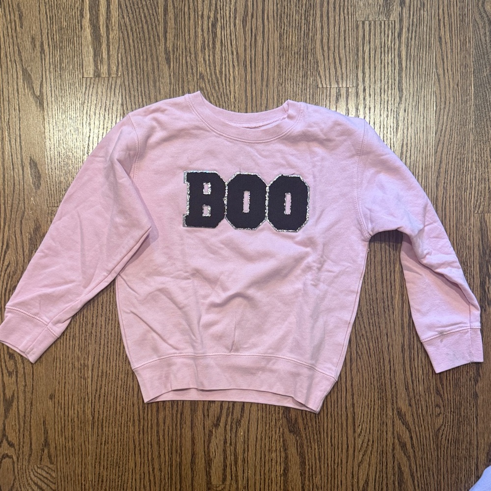 Pink Kids Sweatshirt with 'BOO' Design